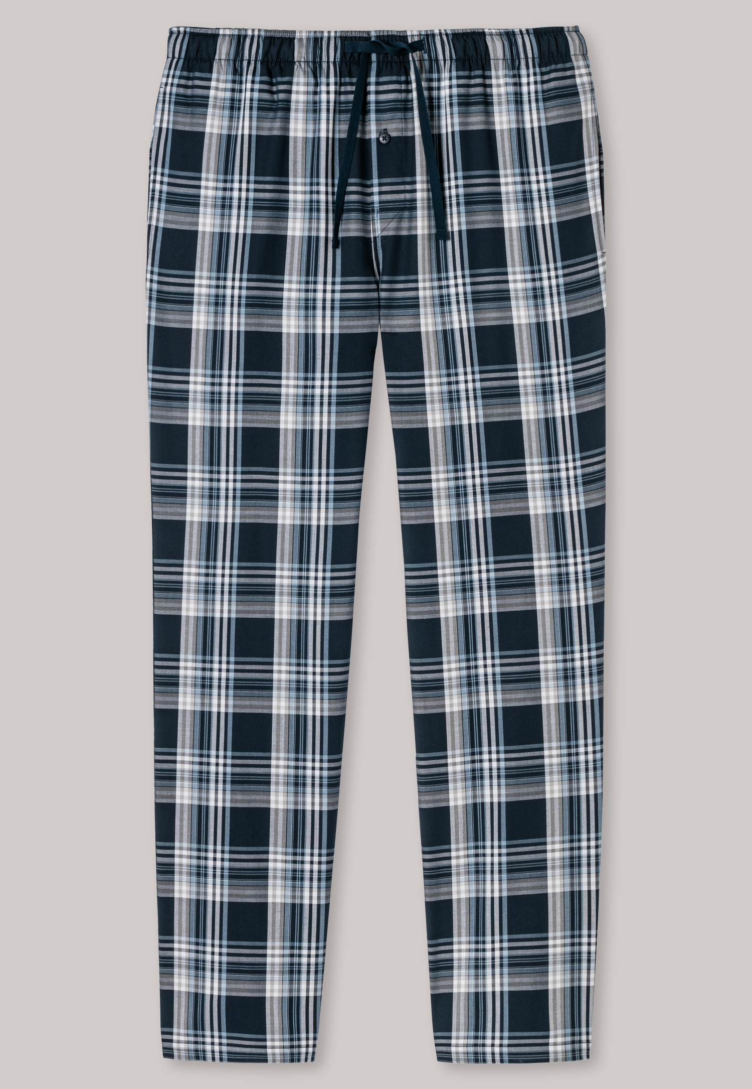 Schiesser loungebroek ruitmotief donkerblauw, lichtblauw en wit Mix & Relax